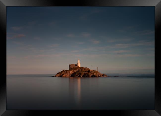 Tranquil evening at Mumbles lighthouse Framed Print by Leighton Collins