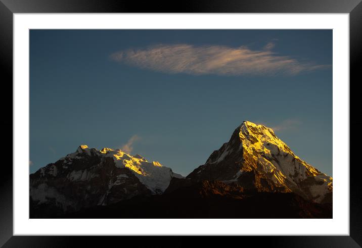 Sun ray on the Mount Annapurna Framed Mounted Print by Ambir Tolang