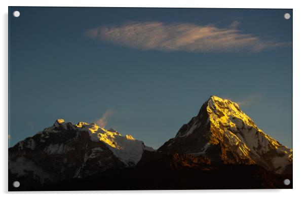 Sun ray on the Mount Annapurna Acrylic by Ambir Tolang