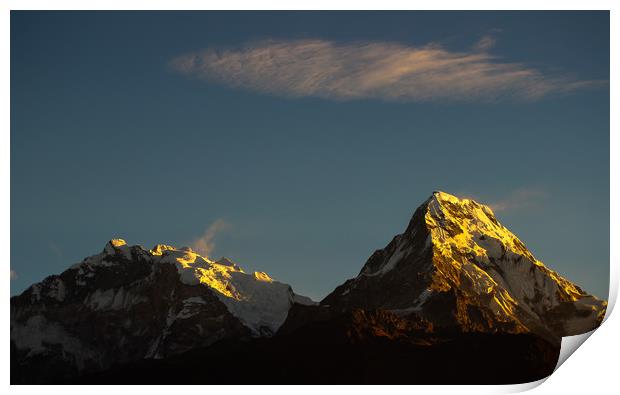 Sun ray on the Mount Annapurna Print by Ambir Tolang