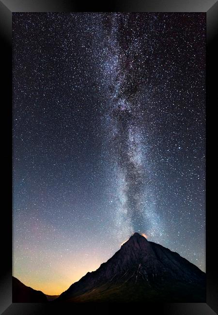 Milky Way over Buachaille Etive Mòr  Framed Print by John Finney