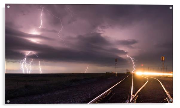 Railroad lightning  Acrylic by John Finney