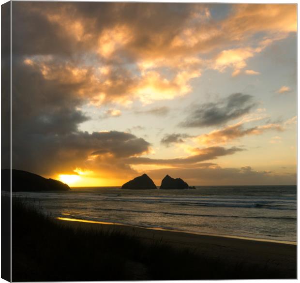 Holywell Bay Sunset  Canvas Print by chris smith