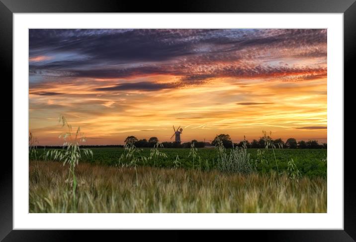 Sunset over Bircham windmill in Norfolk  Framed Mounted Print by Gary Pearson