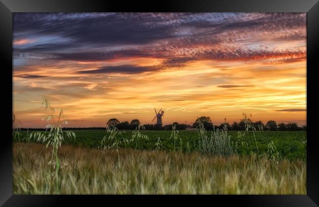 Sunset over Bircham windmill in Norfolk  Framed Print by Gary Pearson