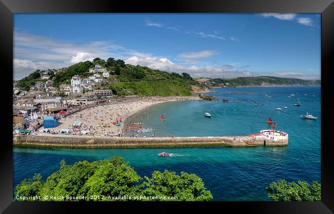 The River Looe,  Town Beach and Banjo Pier Framed Print by Rosie Spooner