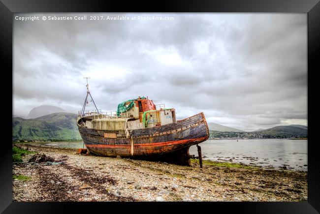 The shipwreck at Fort William beach on the Scottis Framed Print by Sebastien Coell