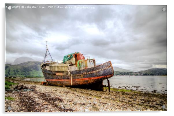 The shipwreck at Fort William beach on the Scottis Acrylic by Sebastien Coell