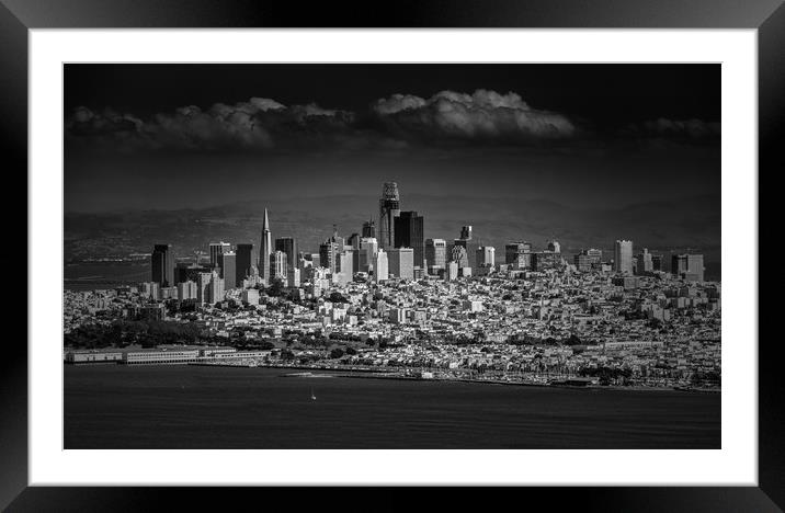 Moody Black and White photo of San Francisco Calif Framed Mounted Print by Steve Heap