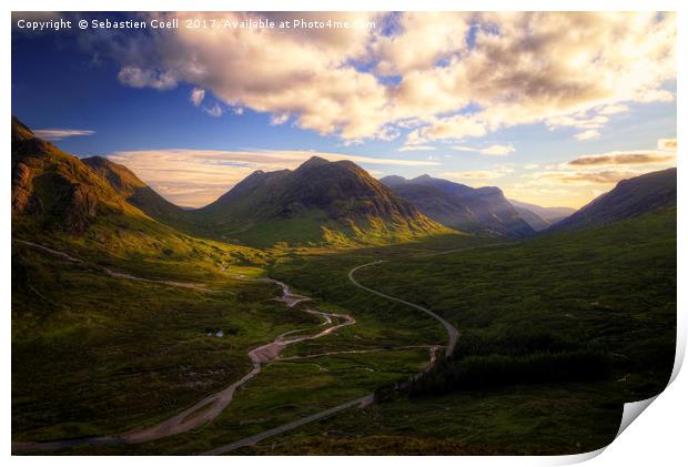 Glencoe on the Scottish highlands Print by Sebastien Coell