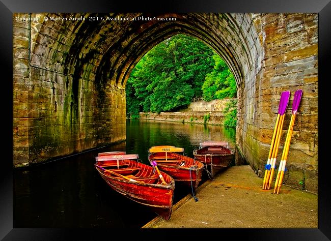 Rowing Boats on the RIver in Durham City Framed Print by Martyn Arnold
