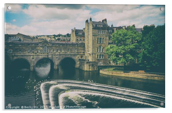 Pulteney Bridge & The Weir, Bath. Acrylic by Becky Dix