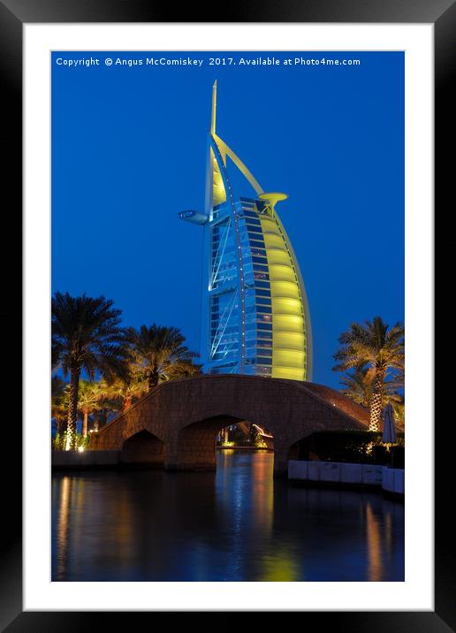 Burj al Arab by night Framed Mounted Print by Angus McComiskey