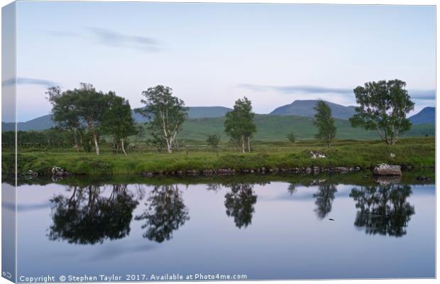 Loch Ba Twilight reflections Canvas Print by Stephen Taylor