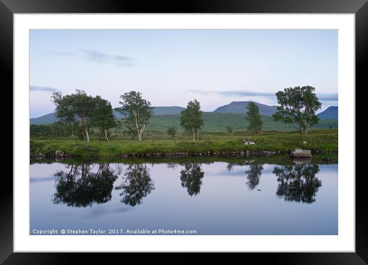 Loch Ba Twilight reflections Framed Mounted Print by Stephen Taylor