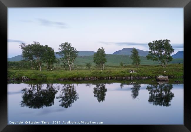 Loch Ba Twilight reflections Framed Print by Stephen Taylor