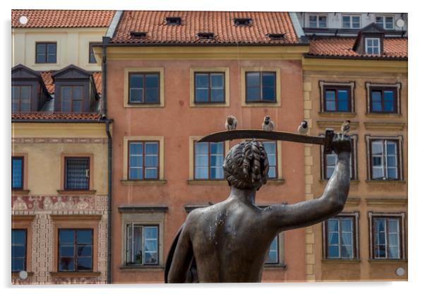 Sparrows on a Sword, Warsaw, Poland Acrylic by Mark Llewellyn