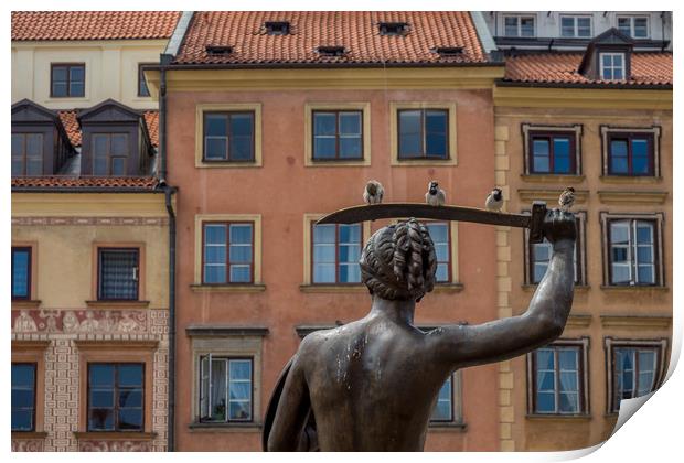 Sparrows on a Sword, Warsaw, Poland Print by Mark Llewellyn