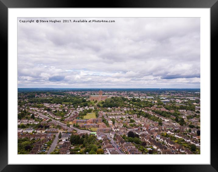 Guildford Cathedral from above Framed Mounted Print by Steve Hughes
