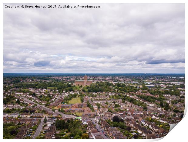 Guildford Cathedral from above Print by Steve Hughes