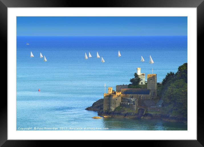 Yachts Racing off Dartmouth Castle and Church Framed Mounted Print by Paul F Prestidge