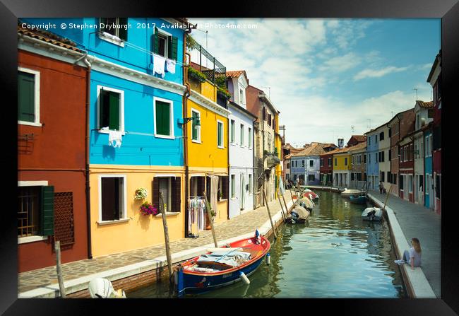 Pastel Shades of Burano, Venice Framed Print by Stephen Dryburgh