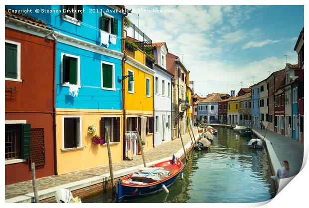 Pastel Shades of Burano, Venice Print by Stephen Dryburgh