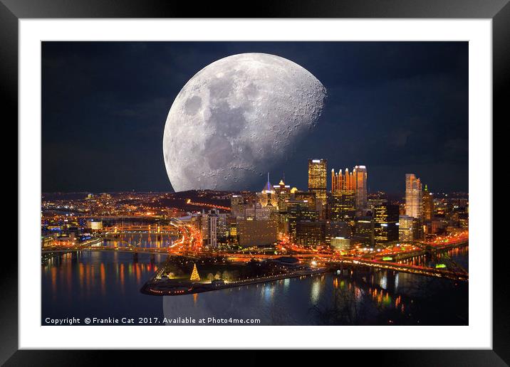 Spacey Pittsburgh Framed Mounted Print by Frankie Cat