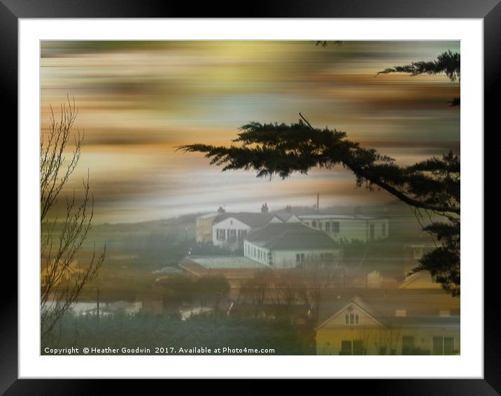 Sandbay Somerset on a Foggy Day. Framed Mounted Print by Heather Goodwin