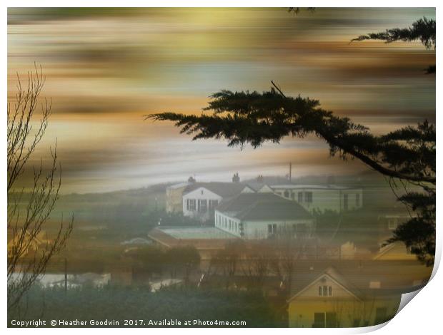 Sandbay Somerset on a Foggy Day. Print by Heather Goodwin