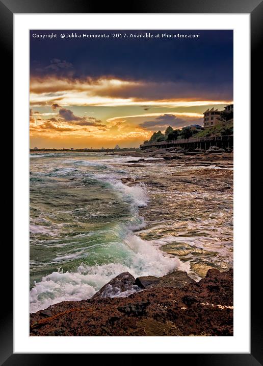 Sunset Waves In Caloundra Framed Mounted Print by Jukka Heinovirta