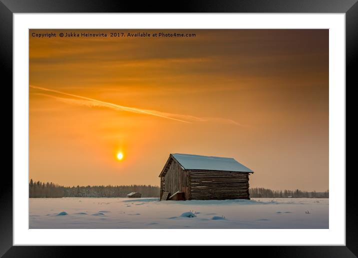 Cold Winter Sunrise Framed Mounted Print by Jukka Heinovirta