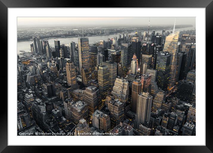 City Lights NYC Framed Mounted Print by Stephen Dryburgh