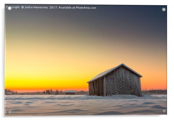 Sunrise On A Cold Morning Acrylic by Jukka Heinovirta