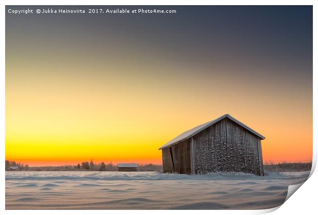 Sunrise On A Cold Morning Print by Jukka Heinovirta
