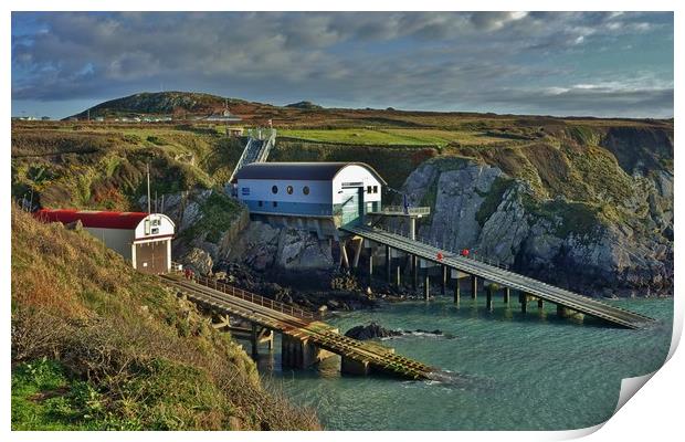          Old & New St Davids Lifeboat Stations Print by John Iddles