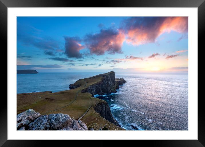Neist Point sunset, Isle of Sky.   Framed Mounted Print by John Finney