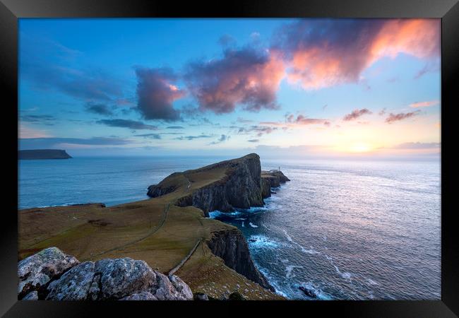 Neist Point sunset, Isle of Sky.   Framed Print by John Finney