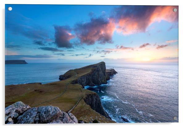 Neist Point sunset, Isle of Sky.   Acrylic by John Finney