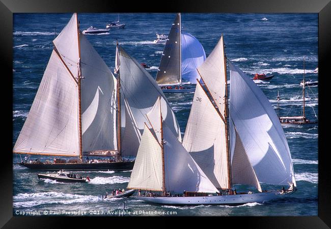 Majestic J Class Yachts Racing in the Solent Framed Print by Paul F Prestidge