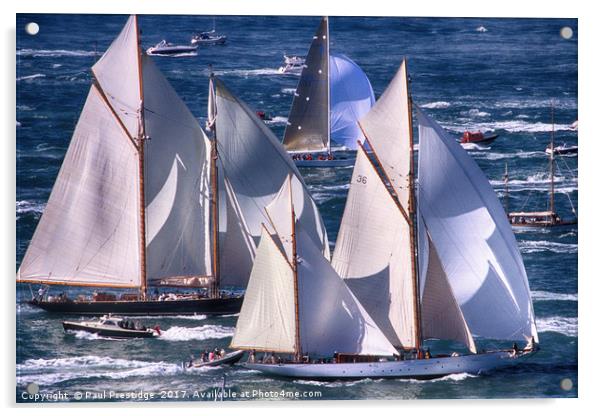 Majestic J Class Yachts Racing in the Solent Acrylic by Paul F Prestidge