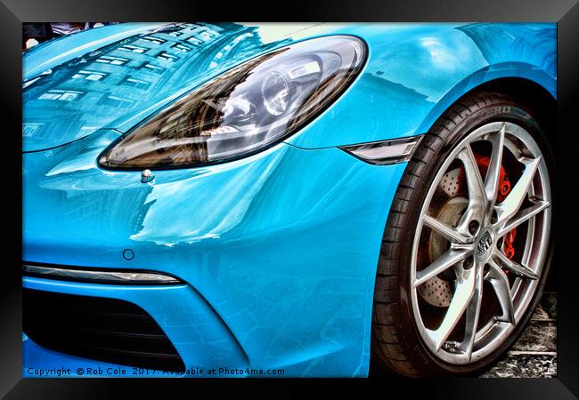 Sleek Blue Porsche A Car Lovers Dream Framed Print by Rob Cole