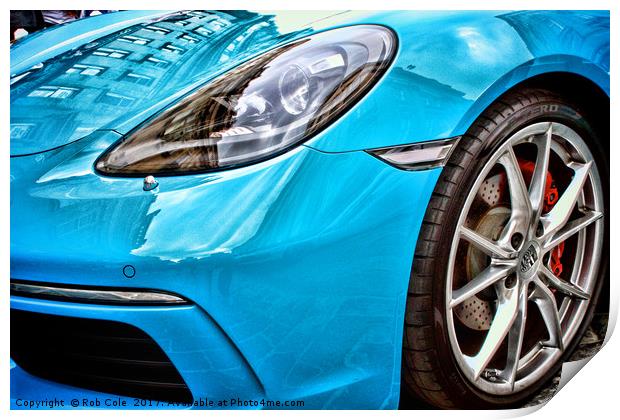 Sleek Blue Porsche A Car Lovers Dream Print by Rob Cole