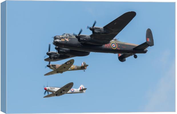BBMF Lancaster and Spitfires Canvas Print by J Biggadike
