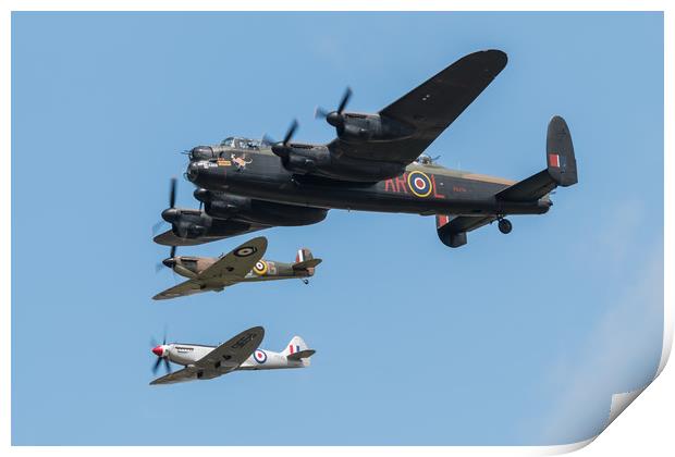 BBMF Lancaster and Spitfires Print by J Biggadike