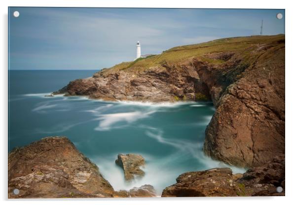 Trevose head and lighthouse Cornwall Acrylic by Eddie John