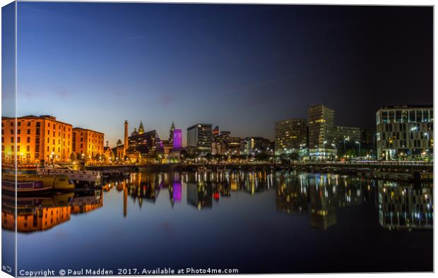 Salthouse Dock - Sunset to midnight Canvas Print by Paul Madden