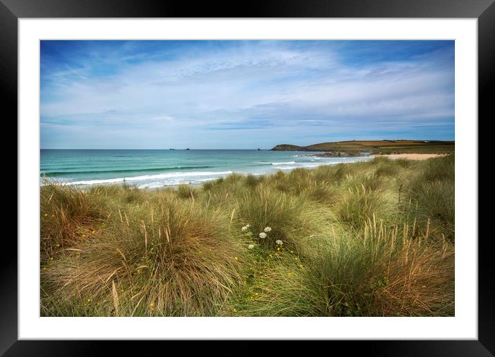 Sand dunes and marram grass Constantine bay  Framed Mounted Print by Eddie John