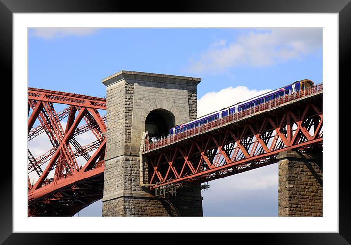 Train entering tunnel, Forth Rail Bridge, Scotland Framed Mounted Print by Linda More