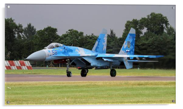 Ukranian Air Force SU27 Flanker at RIAT 2017 Acrylic by Philip Catleugh